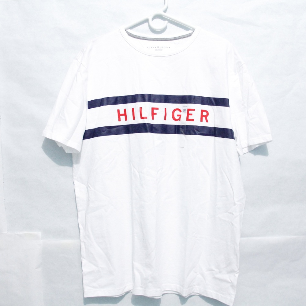 Tommy Hilfiger Mens Big Logo T Shirt White Size XL